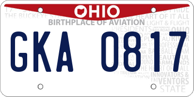 OH license plate GKA0817