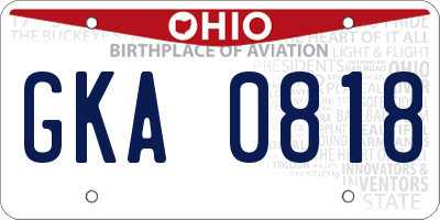 OH license plate GKA0818