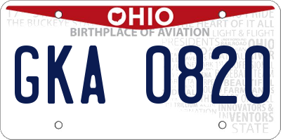 OH license plate GKA0820