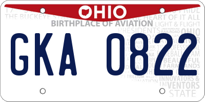 OH license plate GKA0822