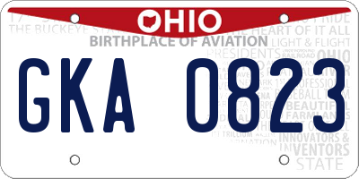 OH license plate GKA0823