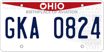 OH license plate GKA0824