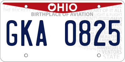 OH license plate GKA0825