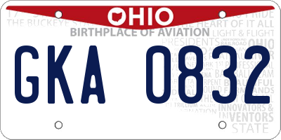 OH license plate GKA0832