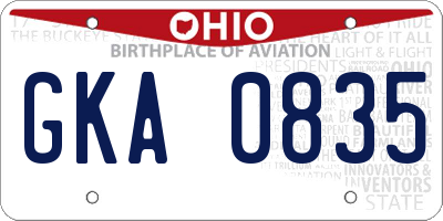 OH license plate GKA0835