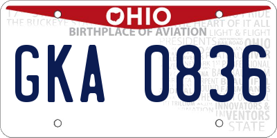 OH license plate GKA0836
