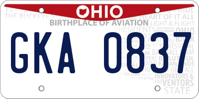 OH license plate GKA0837