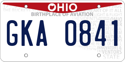 OH license plate GKA0841