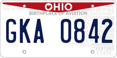 OH license plate GKA0842
