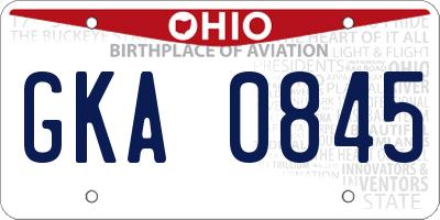 OH license plate GKA0845