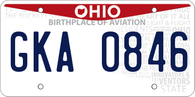 OH license plate GKA0846