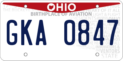OH license plate GKA0847