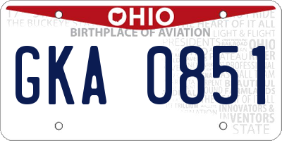 OH license plate GKA0851