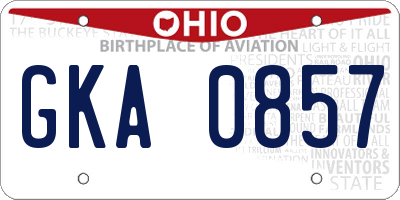 OH license plate GKA0857