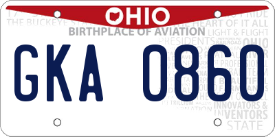 OH license plate GKA0860