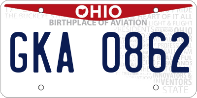 OH license plate GKA0862