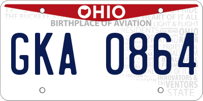 OH license plate GKA0864
