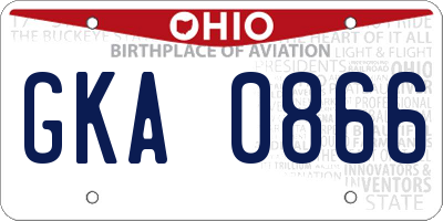 OH license plate GKA0866
