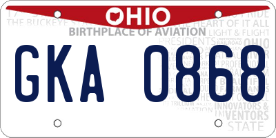 OH license plate GKA0868