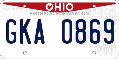 OH license plate GKA0869