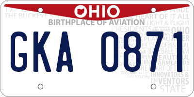 OH license plate GKA0871
