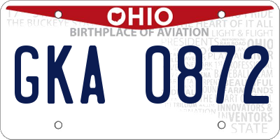 OH license plate GKA0872