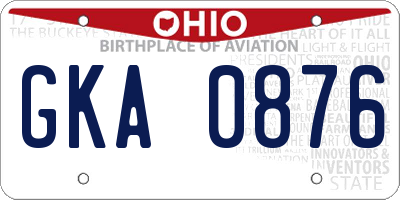 OH license plate GKA0876