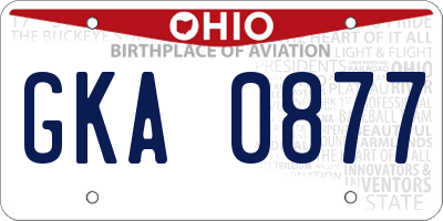 OH license plate GKA0877