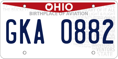 OH license plate GKA0882