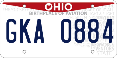OH license plate GKA0884