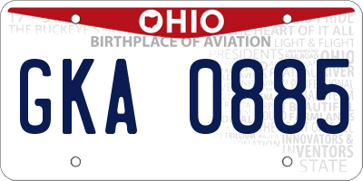 OH license plate GKA0885