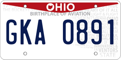 OH license plate GKA0891