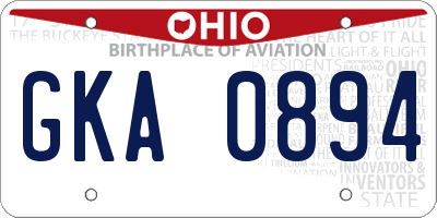 OH license plate GKA0894