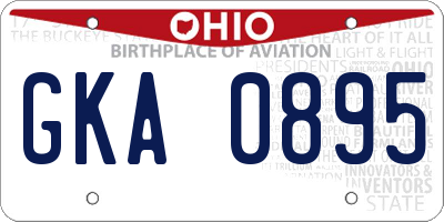OH license plate GKA0895