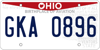 OH license plate GKA0896