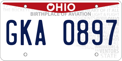 OH license plate GKA0897
