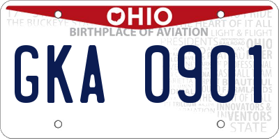OH license plate GKA0901