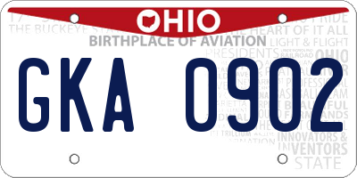 OH license plate GKA0902