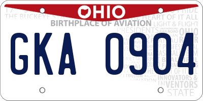 OH license plate GKA0904