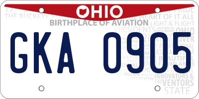 OH license plate GKA0905