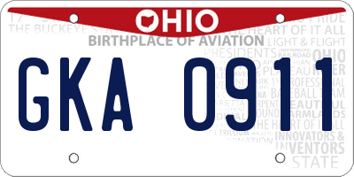 OH license plate GKA0911