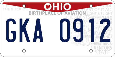 OH license plate GKA0912