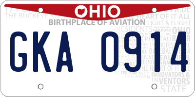 OH license plate GKA0914