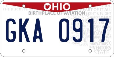 OH license plate GKA0917