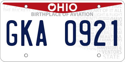 OH license plate GKA0921
