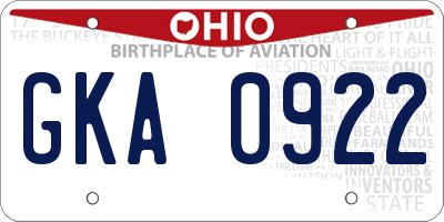 OH license plate GKA0922