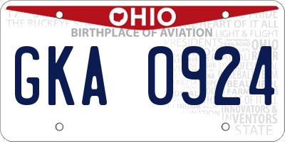 OH license plate GKA0924