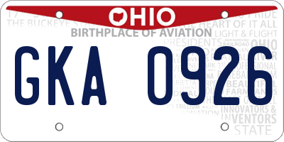 OH license plate GKA0926