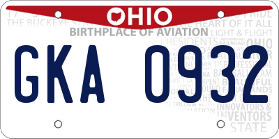 OH license plate GKA0932