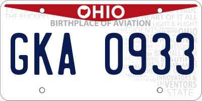OH license plate GKA0933